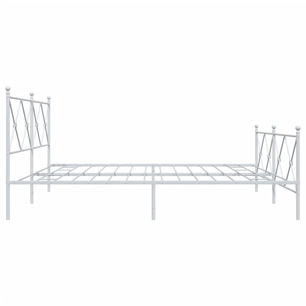 Cadre de lit métal sans matelas et pied de lit blanc 193x203 cm - XIOS