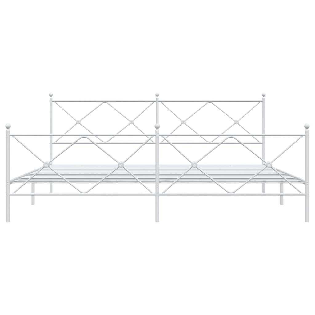 Cadre de lit métal sans matelas et pied de lit blanc 200x200 cm - XIOS