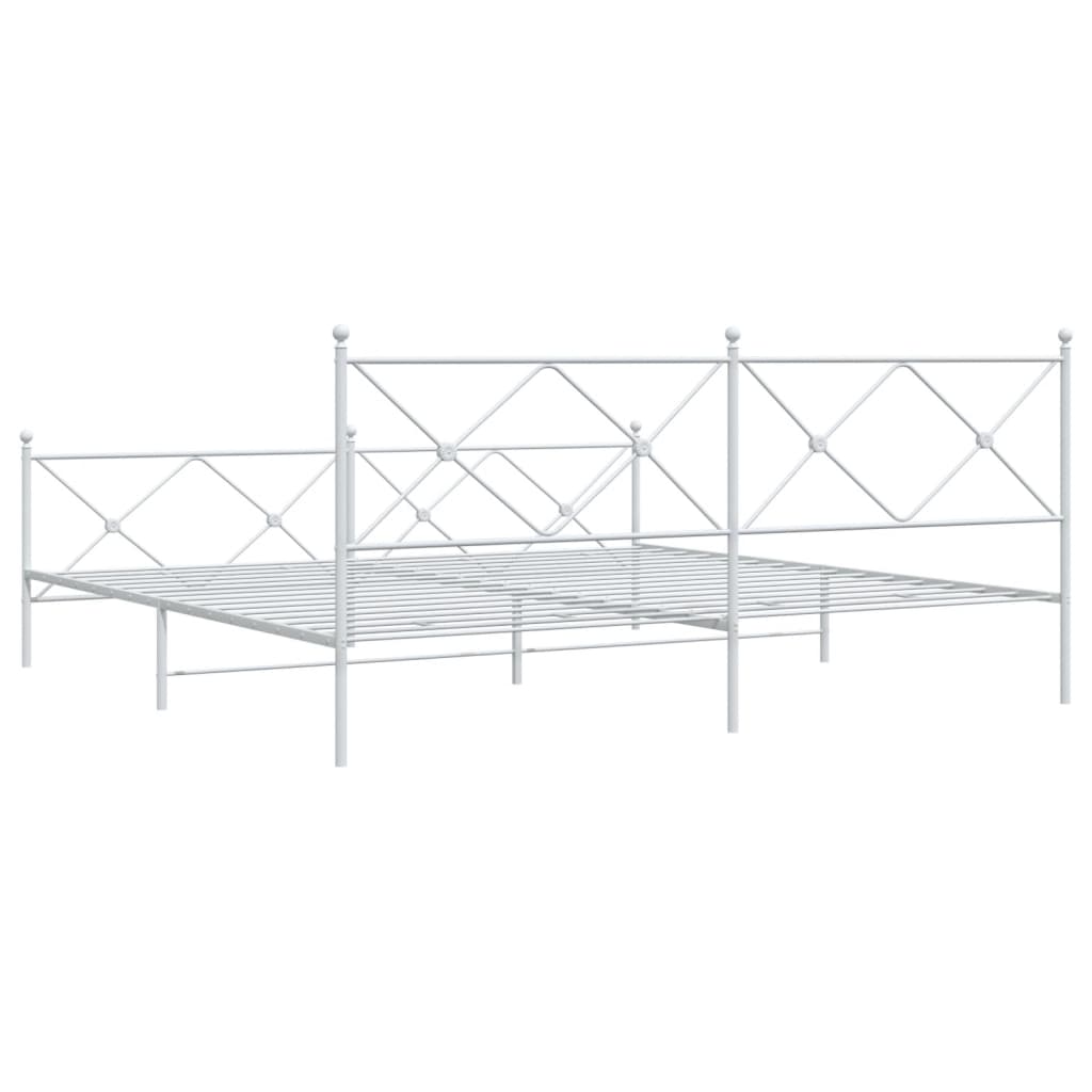 Cadre de lit métal sans matelas et pied de lit blanc 200x200 cm - XIOS