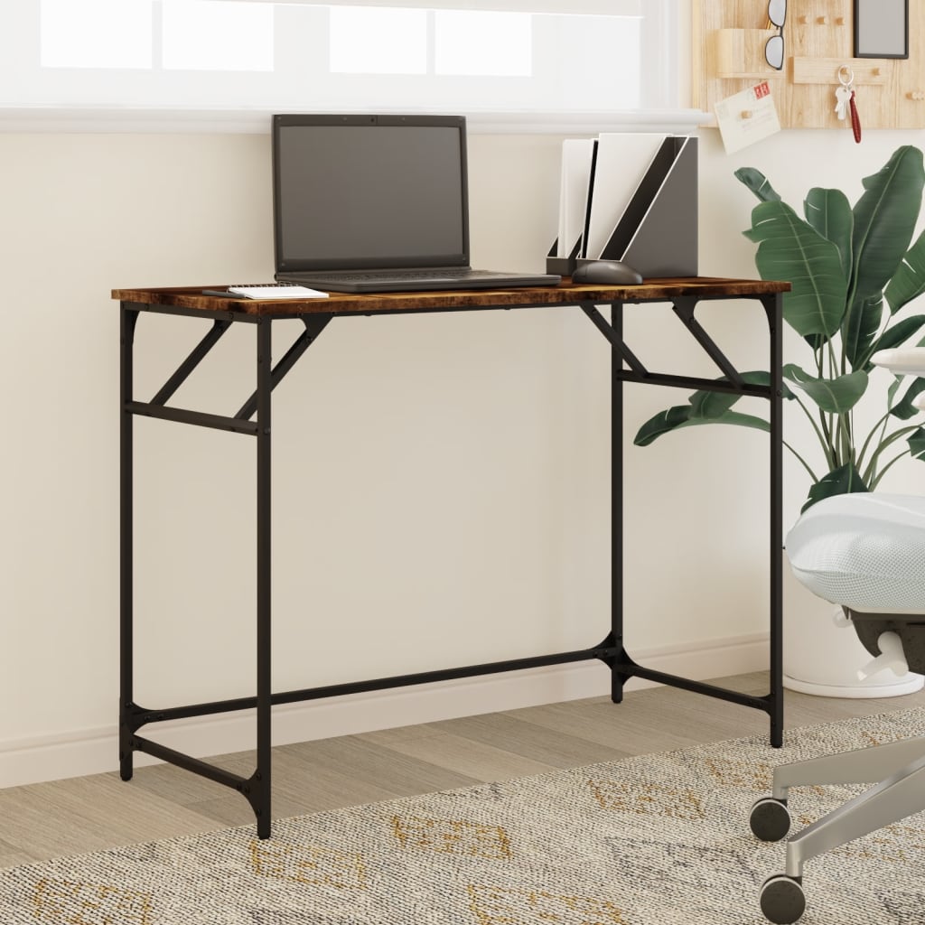 Bureau chêne fumé bois d'ingénierie et acier enduit de poudre Bureaux vidaXL