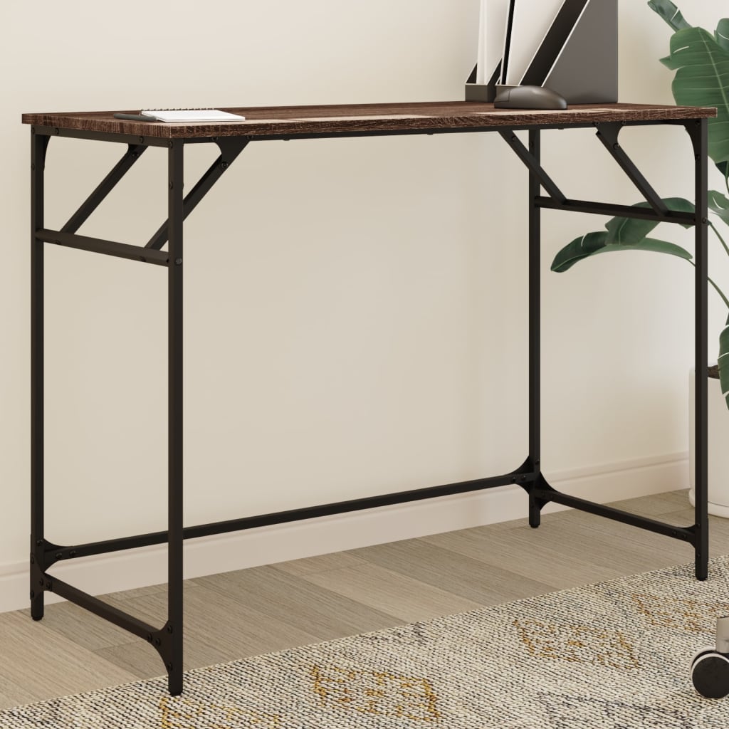 Bureau chêne marron bois d'ingénierie et acier enduit de poudre Bureaux vidaXL