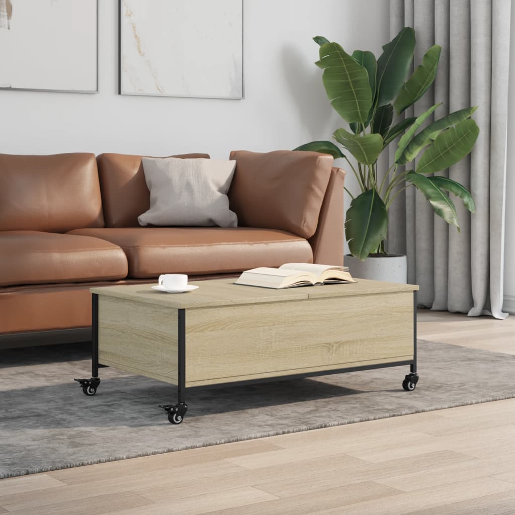 Table basse avec roulettes chêne sonoma bois d'ingénierie - XIOS