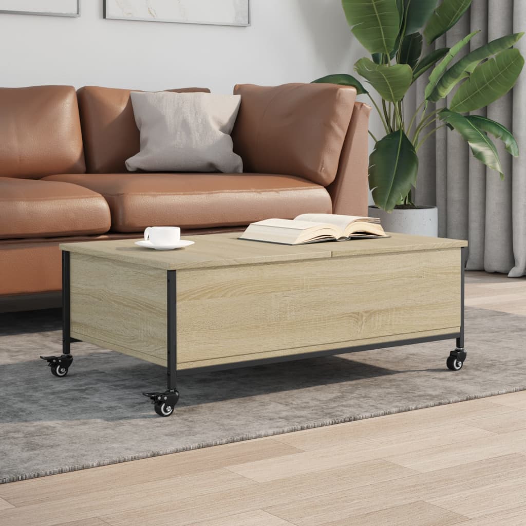 Table basse avec roulettes chêne sonoma bois d'ingénierie - XIOS