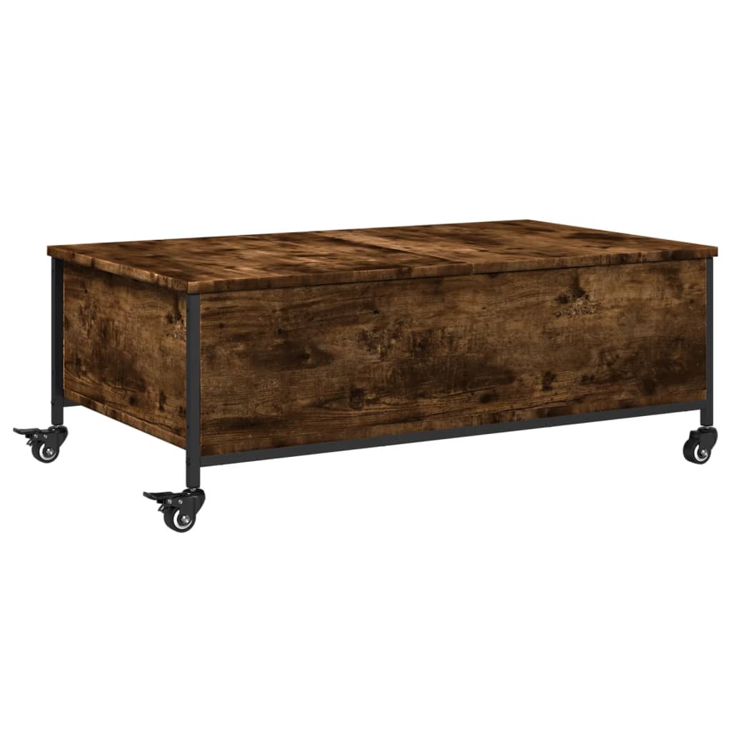 Table basse avec roulettes chêne fumé bois d'ingénierie - XIOS