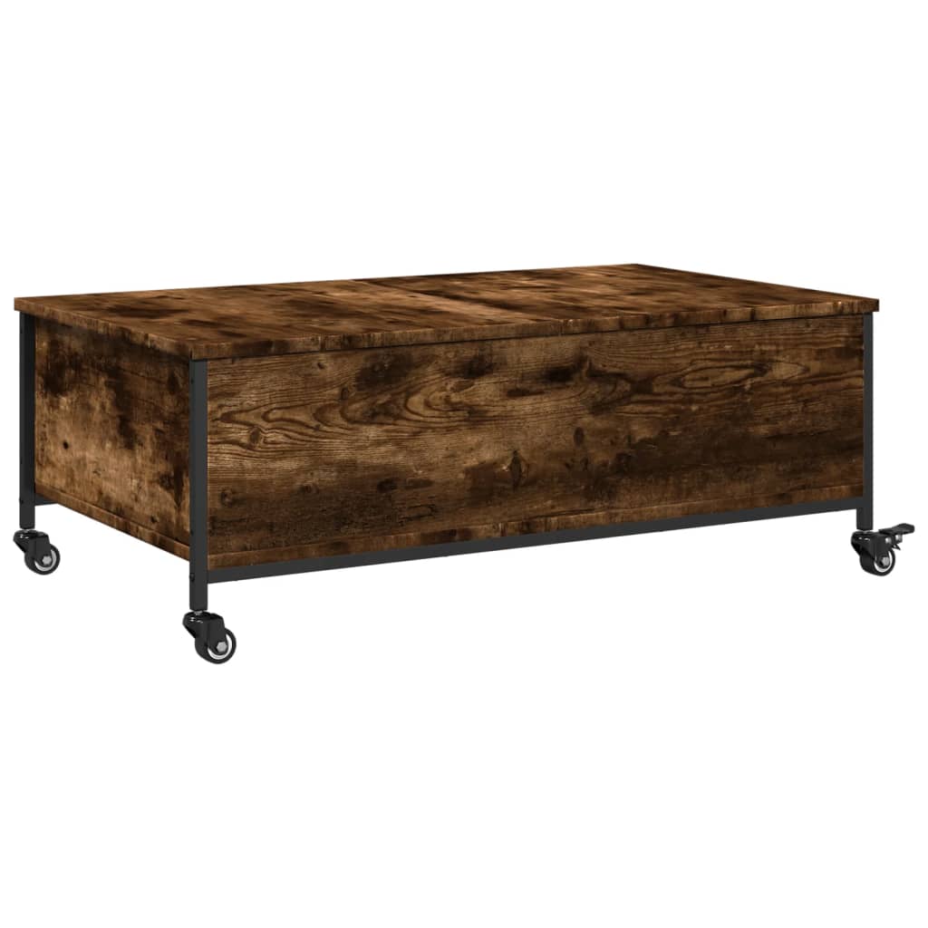 Table basse avec roulettes chêne fumé bois d'ingénierie - XIOS