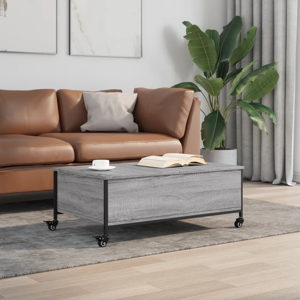 Table basse avec roulettes sonoma gris bois d'ingénierie - XIOS