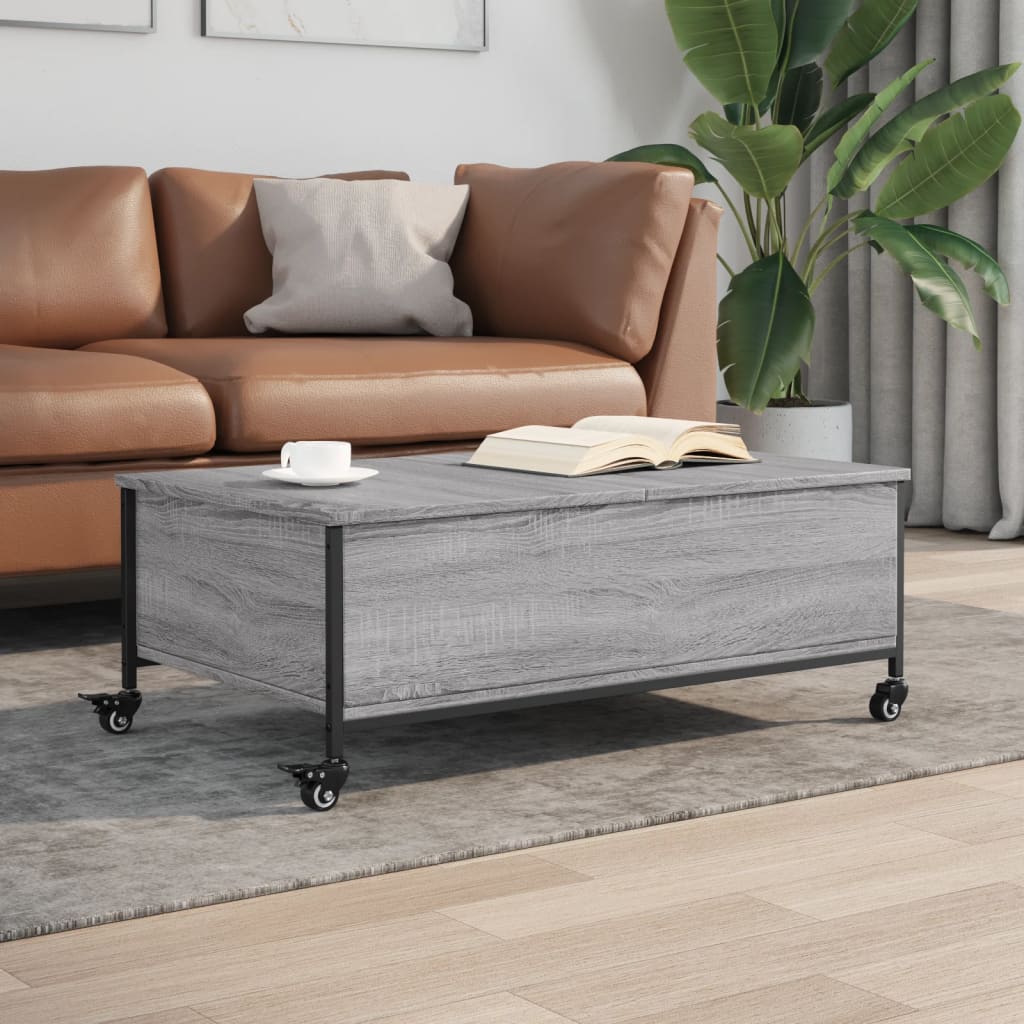 Table basse avec roulettes sonoma gris bois d'ingénierie - XIOS