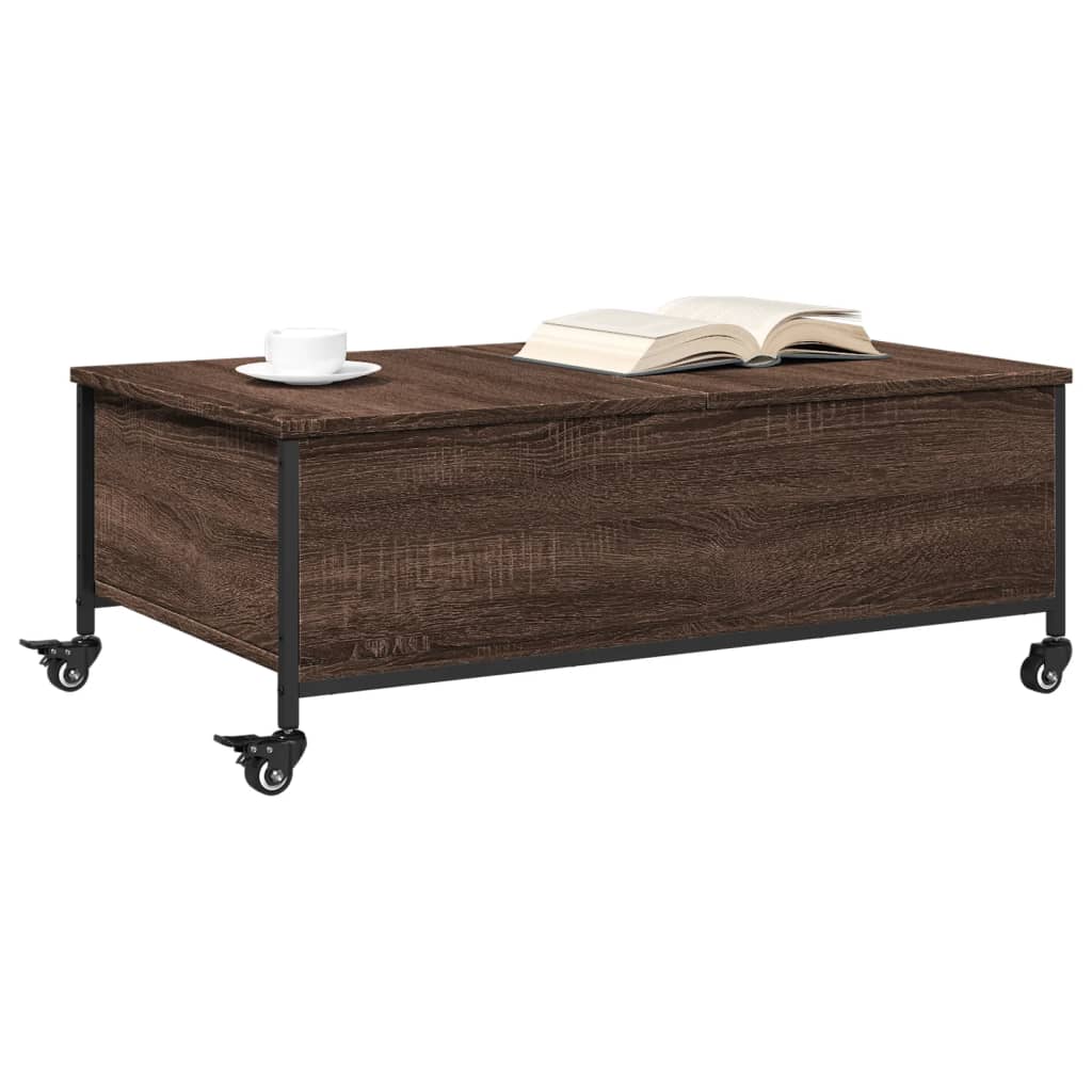 Table basse avec roulettes chêne marron bois d'ingénierie - XIOS