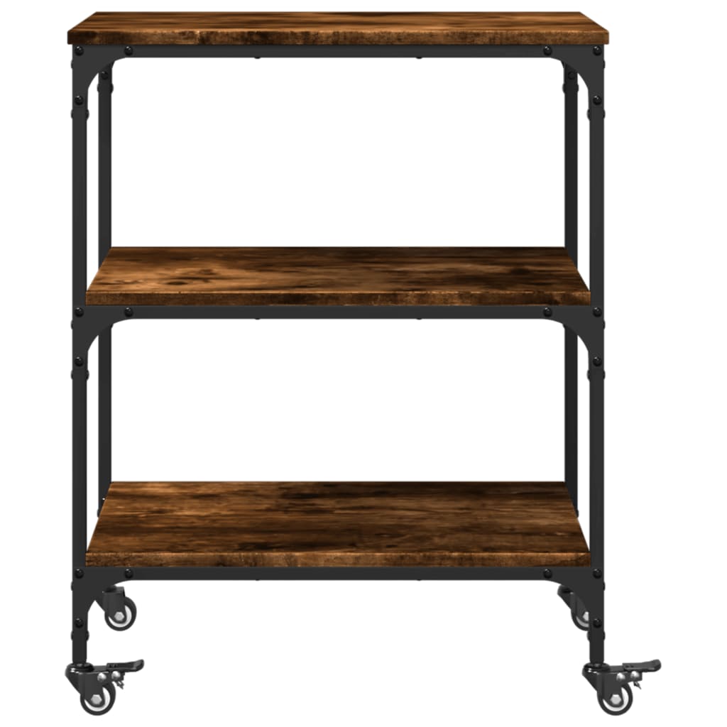 Chariot de cuisine chêne fumé 60x41x76 cm bois d'ingénierie
