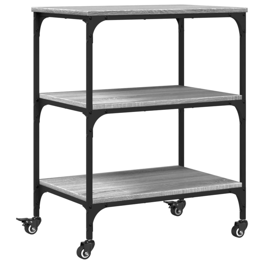 Chariot de cuisine sonoma gris 60x41x76 cm bois d'ingénierie