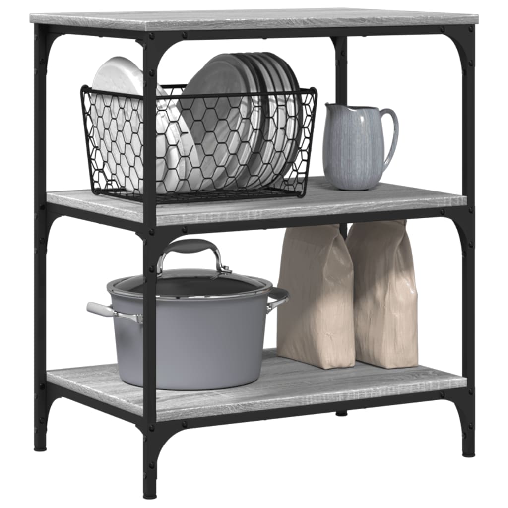 Chariot de cuisine sonoma gris 60x41x76 cm bois d'ingénierie