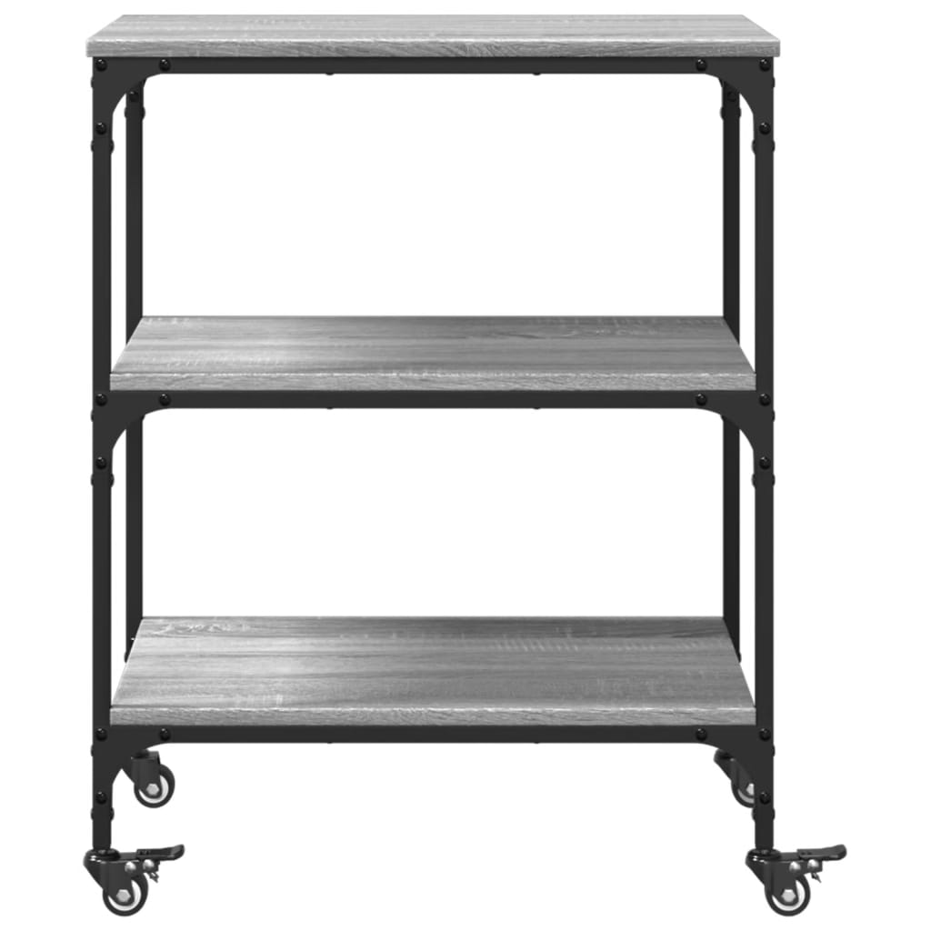 Chariot de cuisine sonoma gris 60x41x76 cm bois d'ingénierie