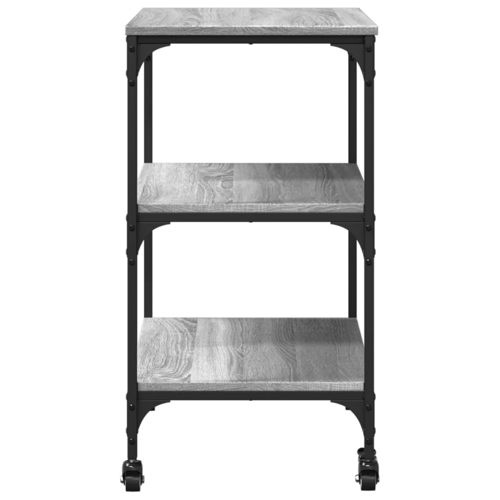 Chariot de cuisine sonoma gris 60x41x76 cm bois d'ingénierie