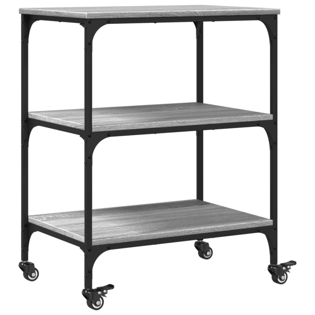 Chariot de cuisine sonoma gris 60x41x76 cm bois d'ingénierie