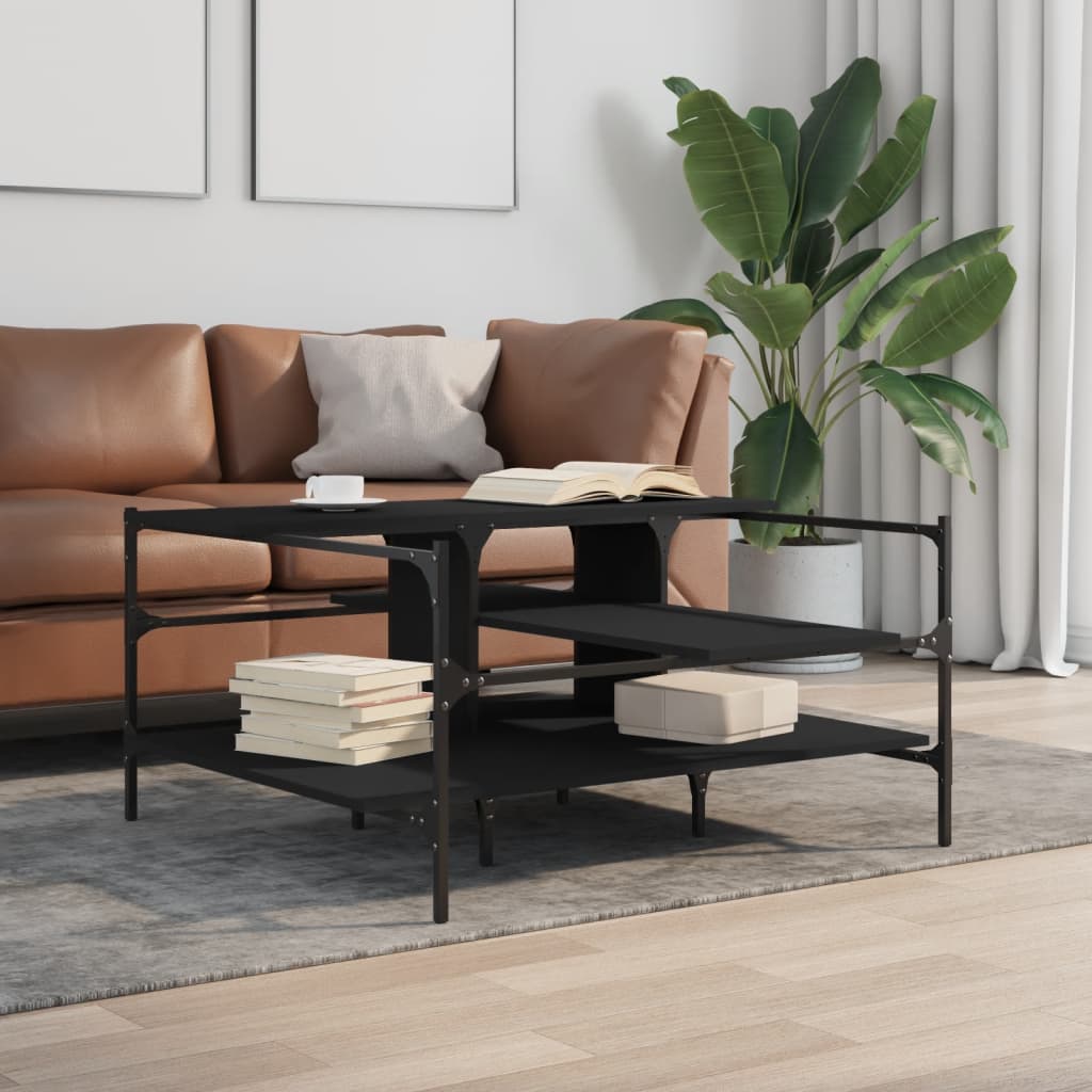 Table basse noir 100x100x48,5 cm bois d'ingénierie - XIOS