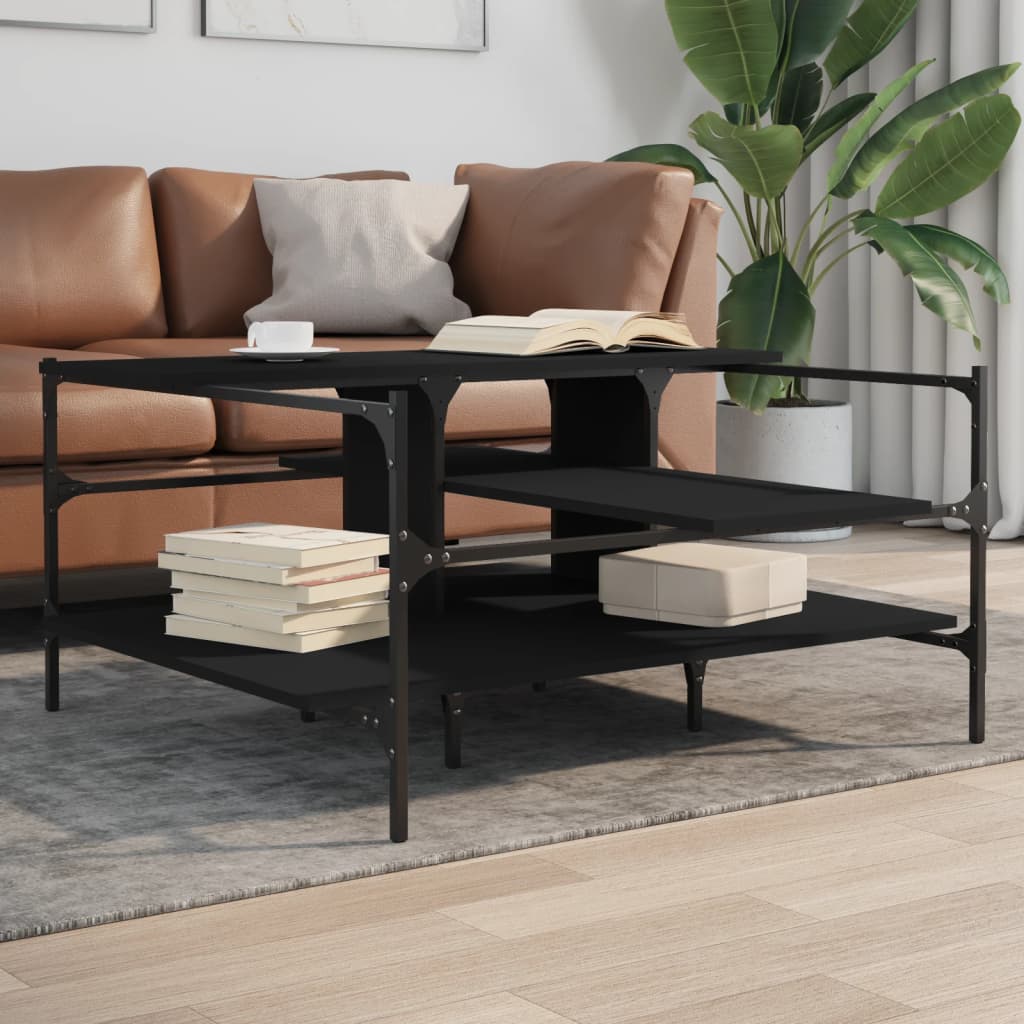 Table basse noir 100x100x48,5 cm bois d'ingénierie - XIOS