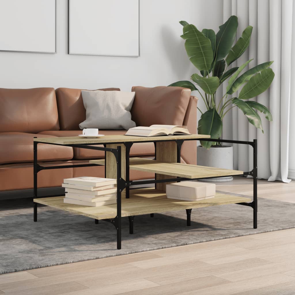 Table basse chêne sonoma 100x100x48,5 cm bois d'ingénierie - XIOS