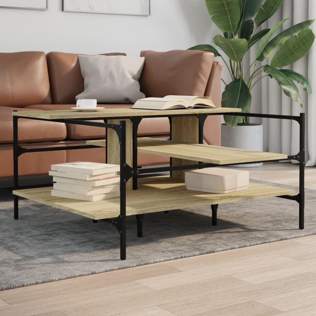 Table basse chêne sonoma 100x100x48,5 cm bois d'ingénierie - XIOS