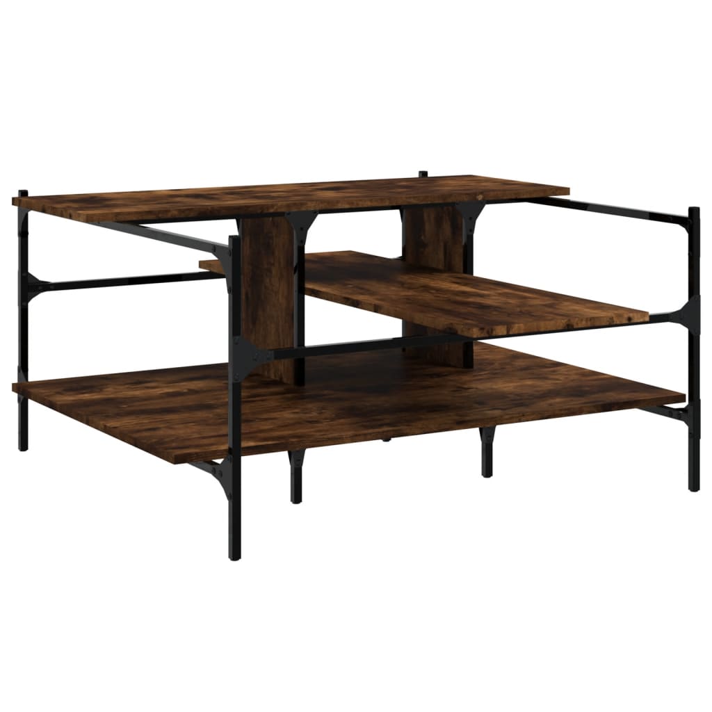 Table basse chêne fumé 100x100x48,5 cm bois d'ingénierie - XIOS
