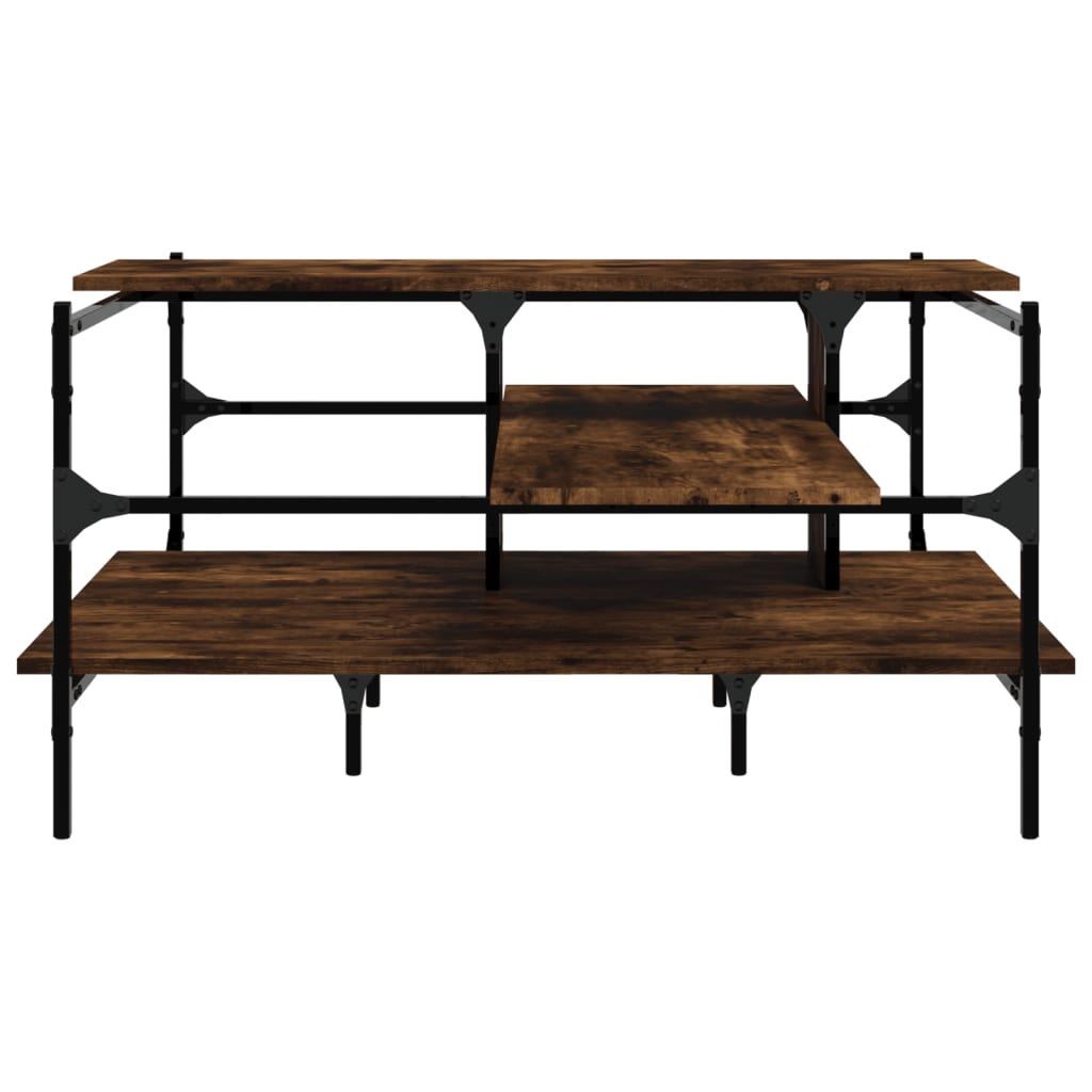 Table basse chêne fumé 100x100x48,5 cm bois d'ingénierie - XIOS