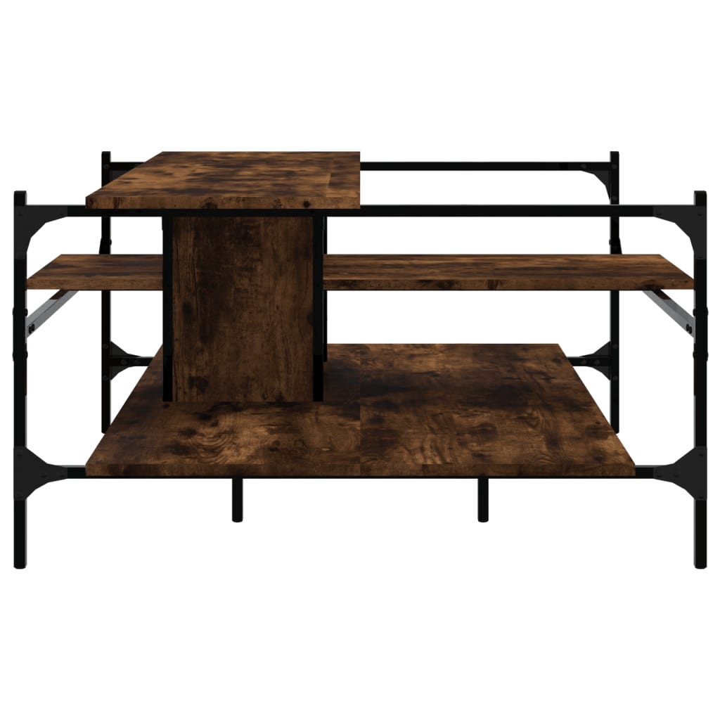 Table basse chêne fumé 100x100x48,5 cm bois d'ingénierie - XIOS