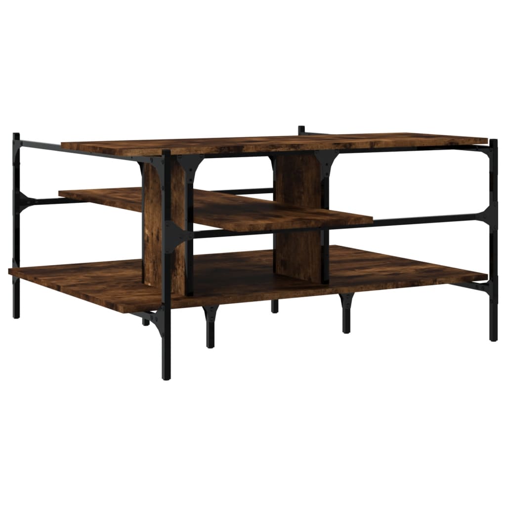 Table basse chêne fumé 100x100x48,5 cm bois d'ingénierie - XIOS