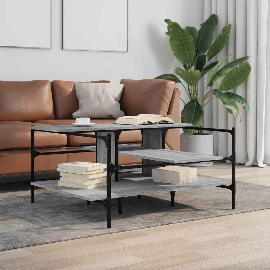 Table basse sonoma gris 100x100x48,5 cm bois d'ingénierie - XIOS