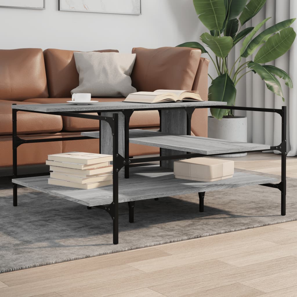 Table basse sonoma gris 100x100x48,5 cm bois d'ingénierie - XIOS
