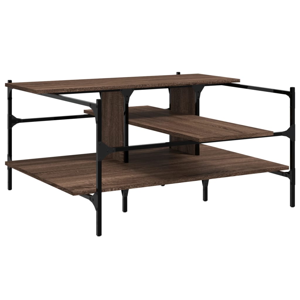 Table basse chêne marron 100x100x48,5 cm bois d'ingénierie - XIOS