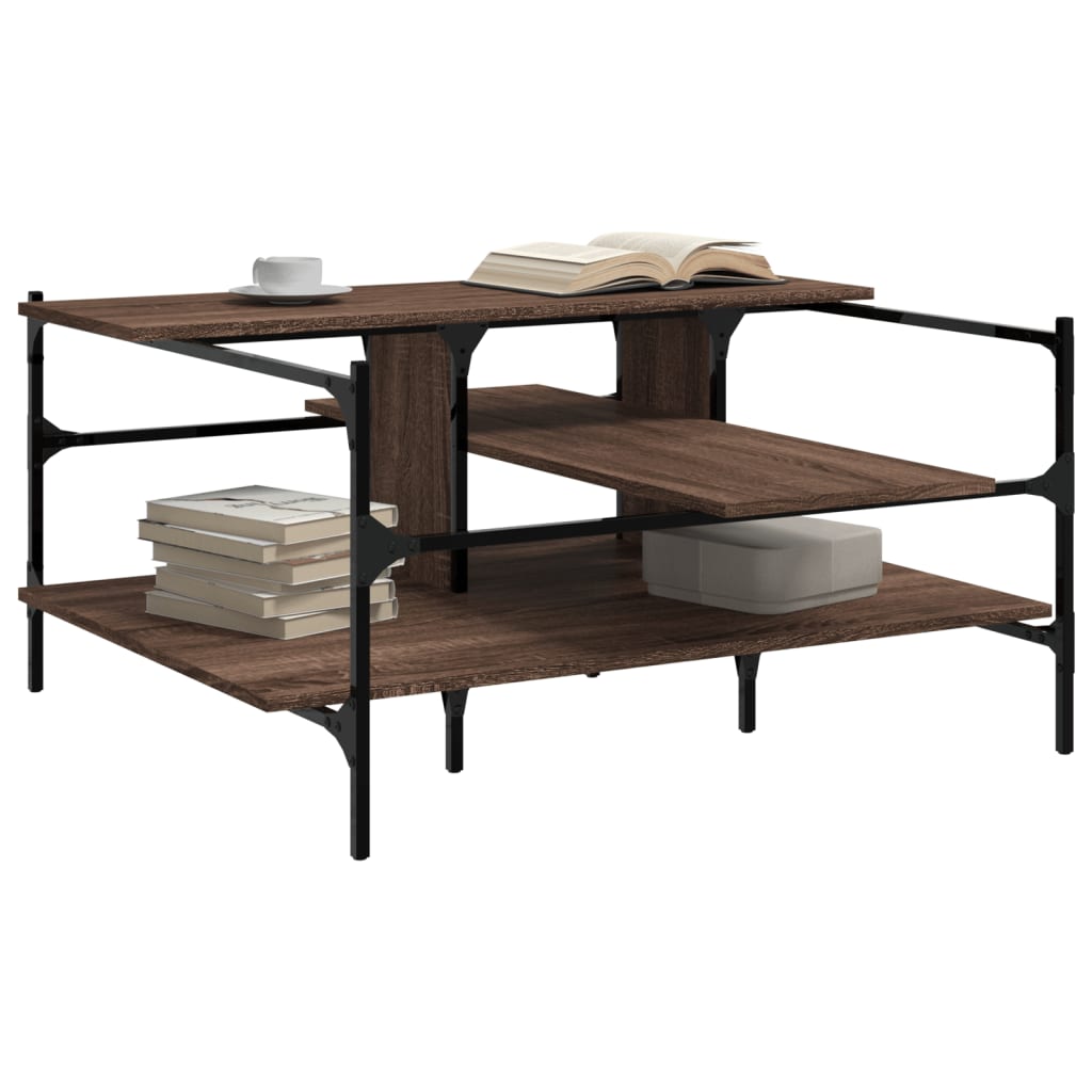 Table basse chêne marron 100x100x48,5 cm bois d'ingénierie - XIOS
