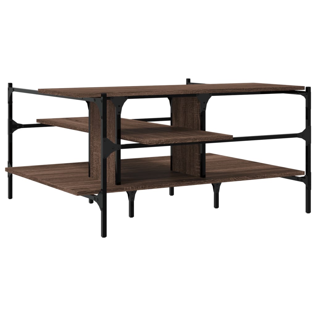 Table basse chêne marron 100x100x48,5 cm bois d'ingénierie - XIOS