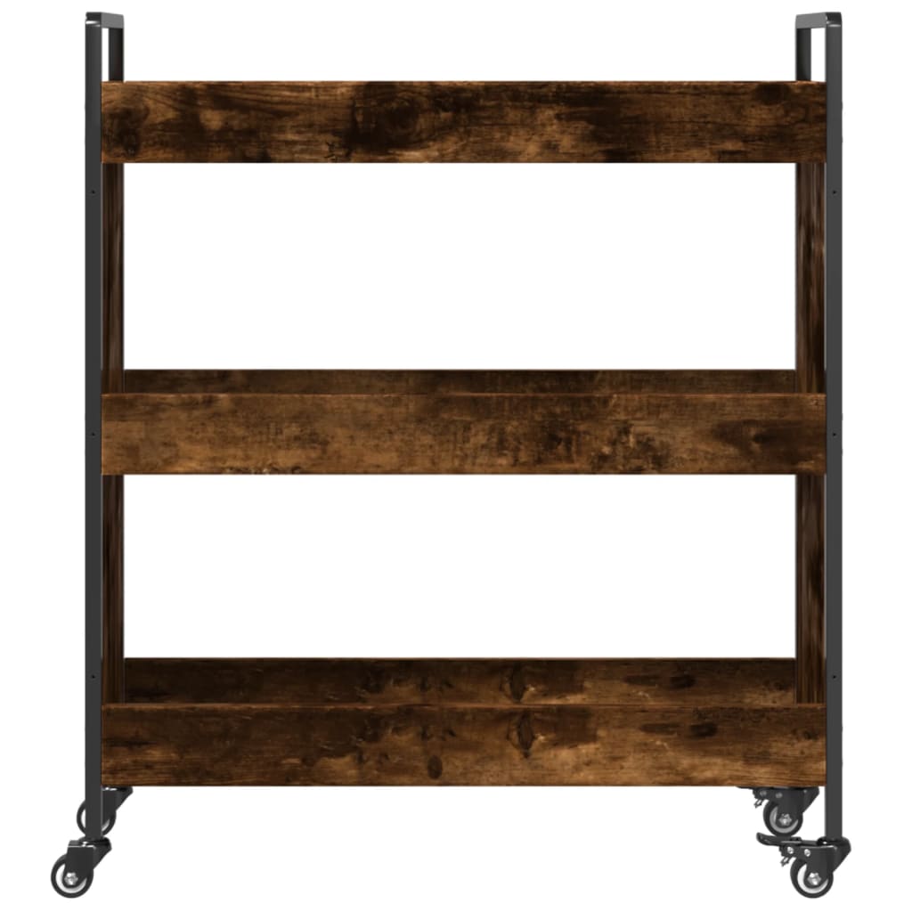 Chariot de cuisine chêne fumé 70x30x82 cm bois d'ingénierie