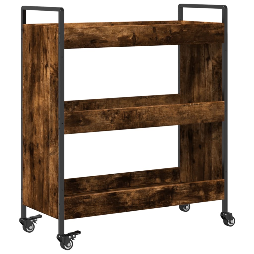 Chariot de cuisine chêne fumé 70x30x82 cm bois d'ingénierie