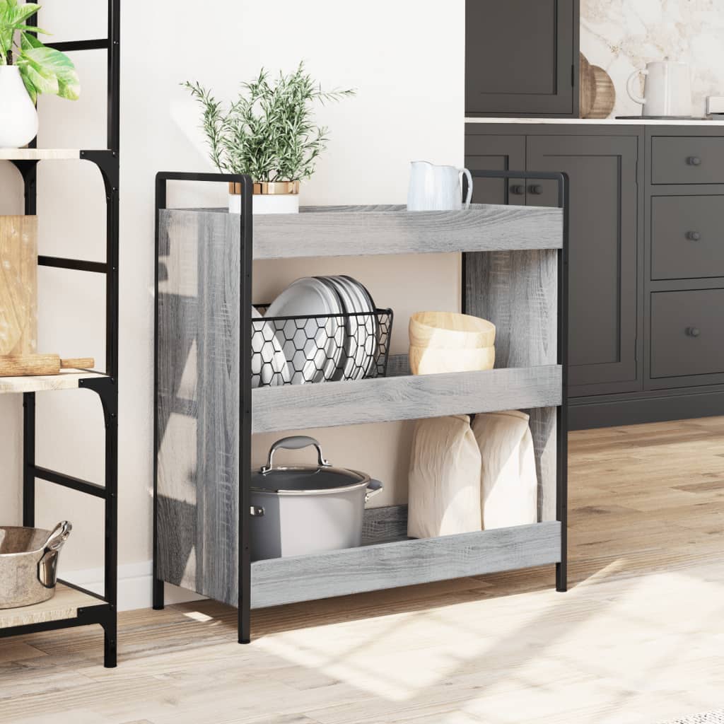 Chariot de cuisine sonoma gris 70x30x82 cm bois d'ingénierie