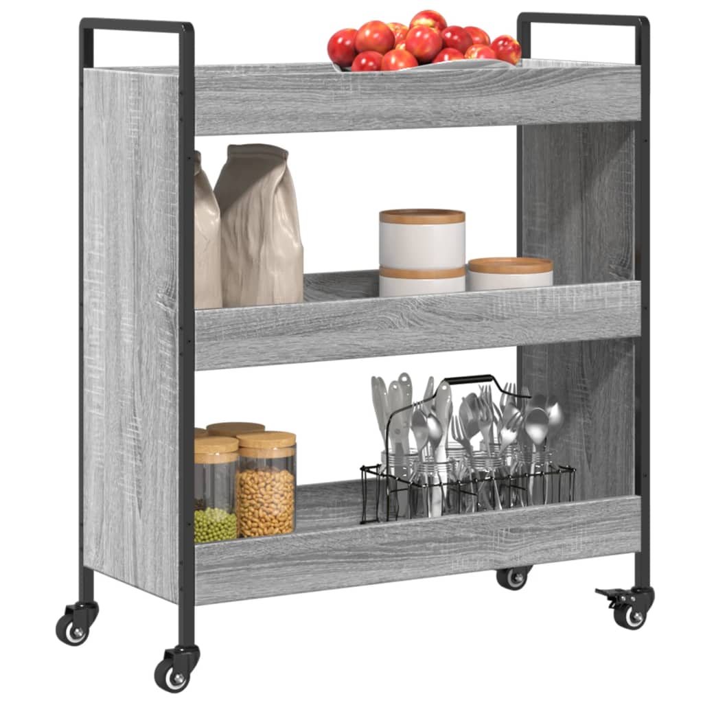 Chariot de cuisine sonoma gris 70x30x82 cm bois d'ingénierie