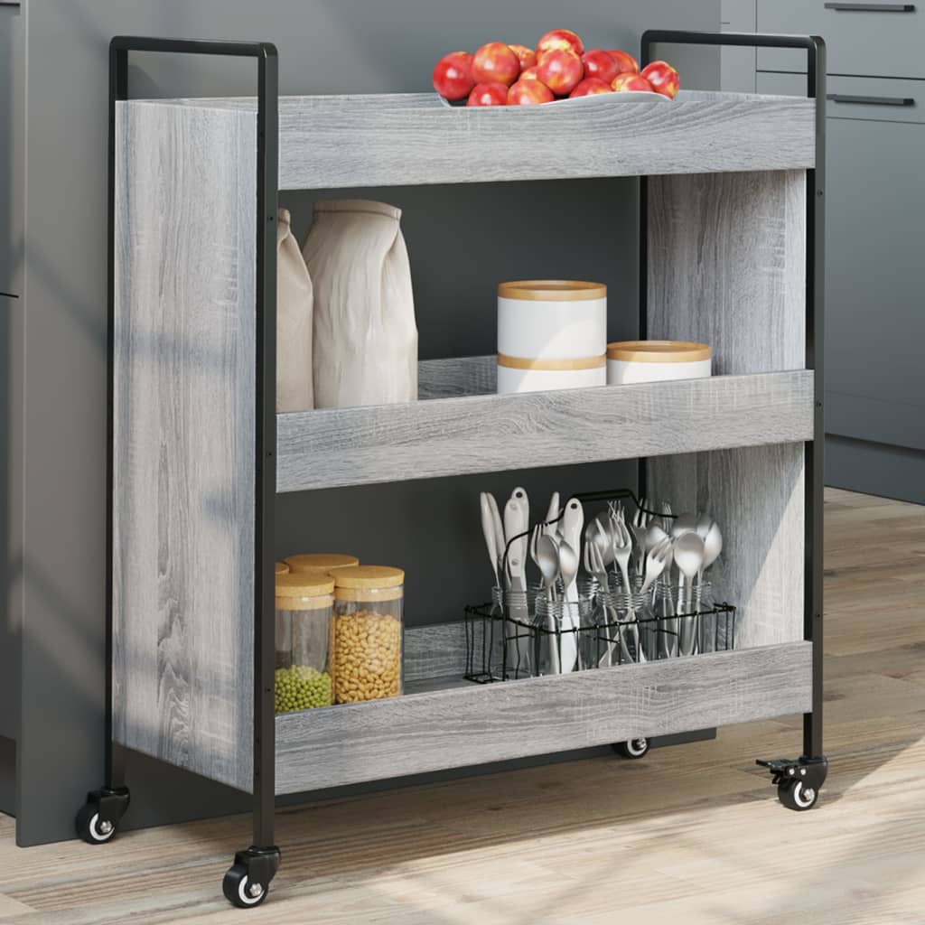 Chariot de cuisine sonoma gris 70x30x82 cm bois d'ingénierie