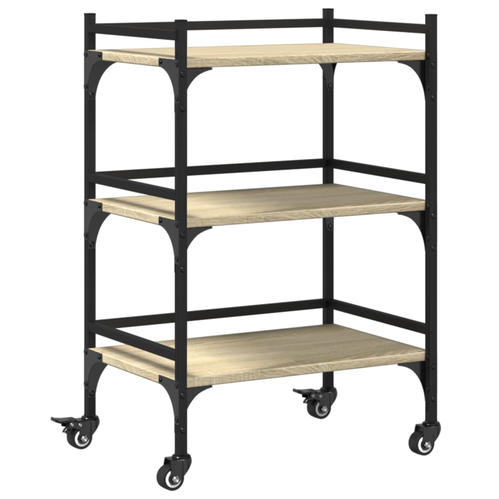 Chariot de cuisine chêne sonoma 50x35x75,5 cm bois d'ingénierie