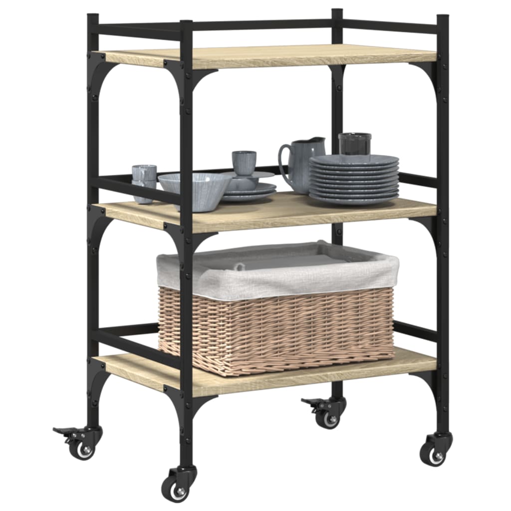 Chariot de cuisine chêne sonoma 50x35x75,5 cm bois d'ingénierie