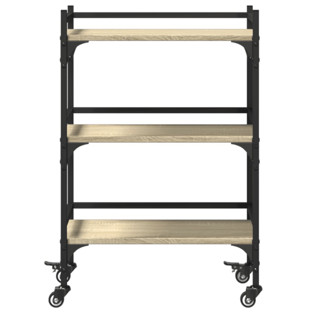 Chariot de cuisine chêne sonoma 50x35x75,5 cm bois d'ingénierie