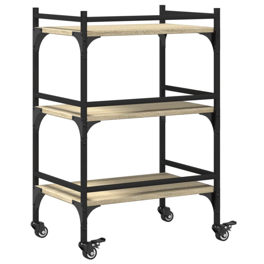 Chariot de cuisine chêne sonoma 50x35x75,5 cm bois d'ingénierie