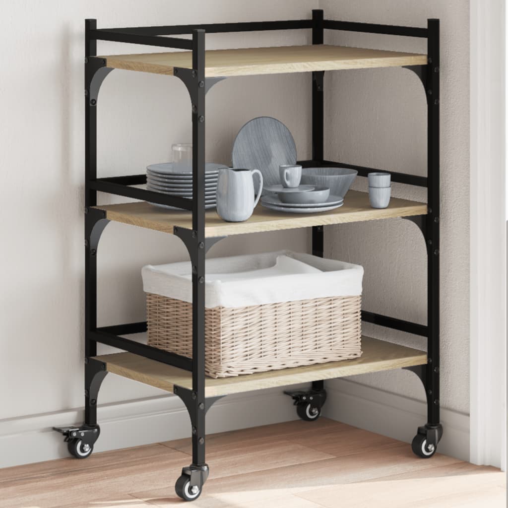 Chariot de cuisine chêne sonoma 50x35x75,5 cm bois d'ingénierie