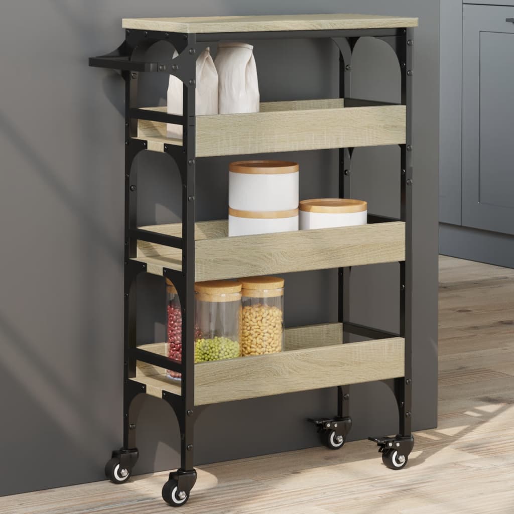 Chariot de cuisine chêne sonoma 53x20x76 cm bois d'ingénierie