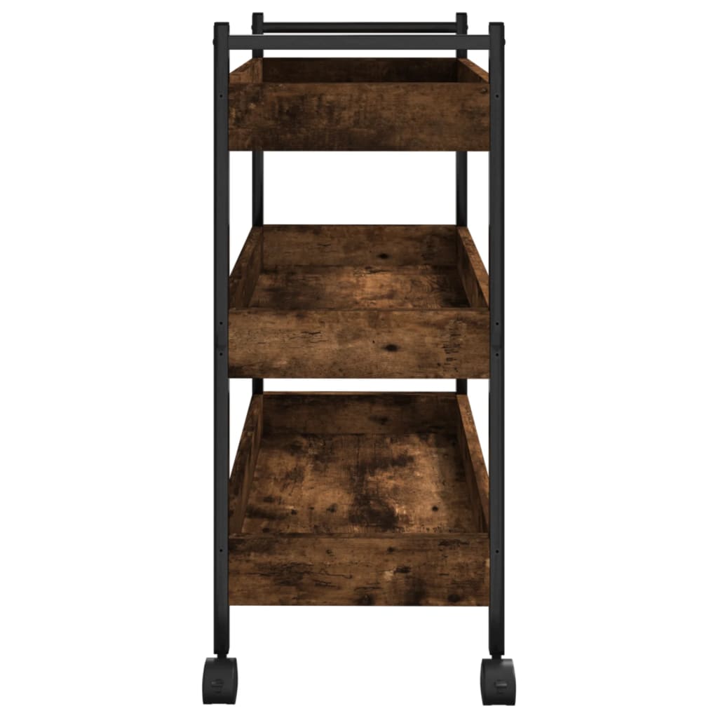Chariot de cuisine chêne fumé 50x30x70 cm bois d'ingénierie