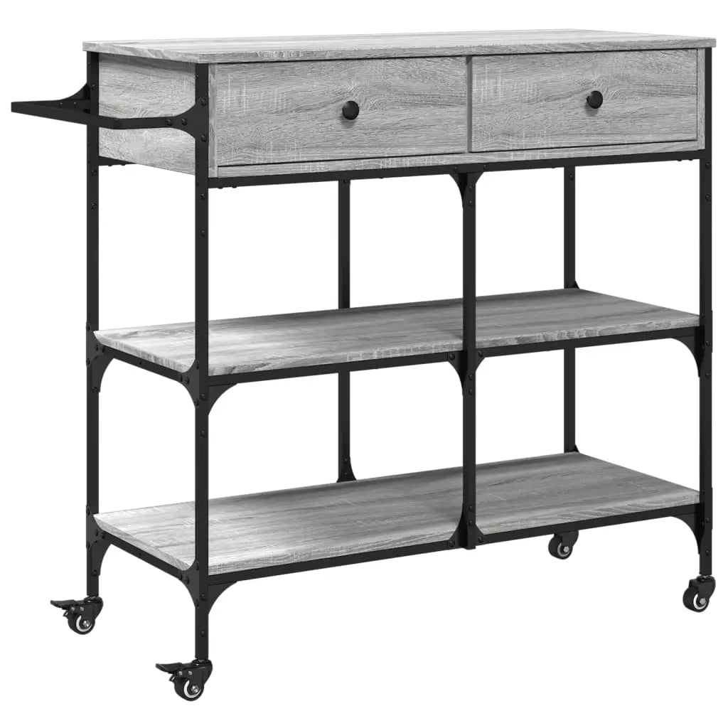 Chariot de cuisine sonoma gris 105x42x95 cm bois d’ingénierie - XIOS