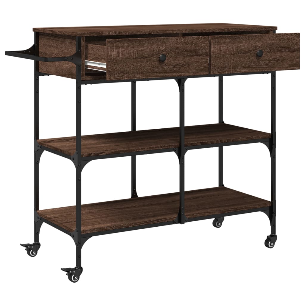 Chariot de cuisine chêne marron 105x42x95 cm bois d'ingénierie