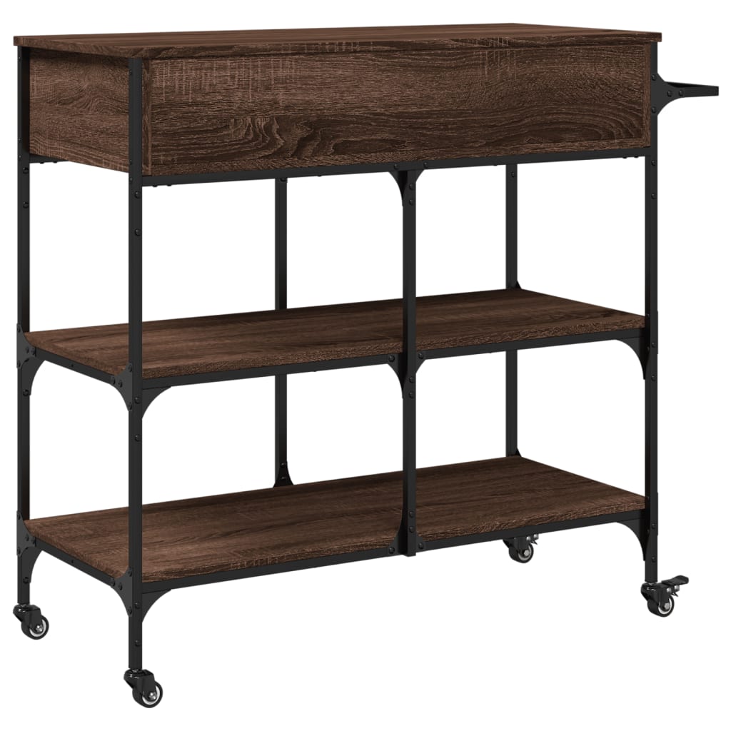 Chariot de cuisine chêne marron 105x42x95 cm bois d'ingénierie