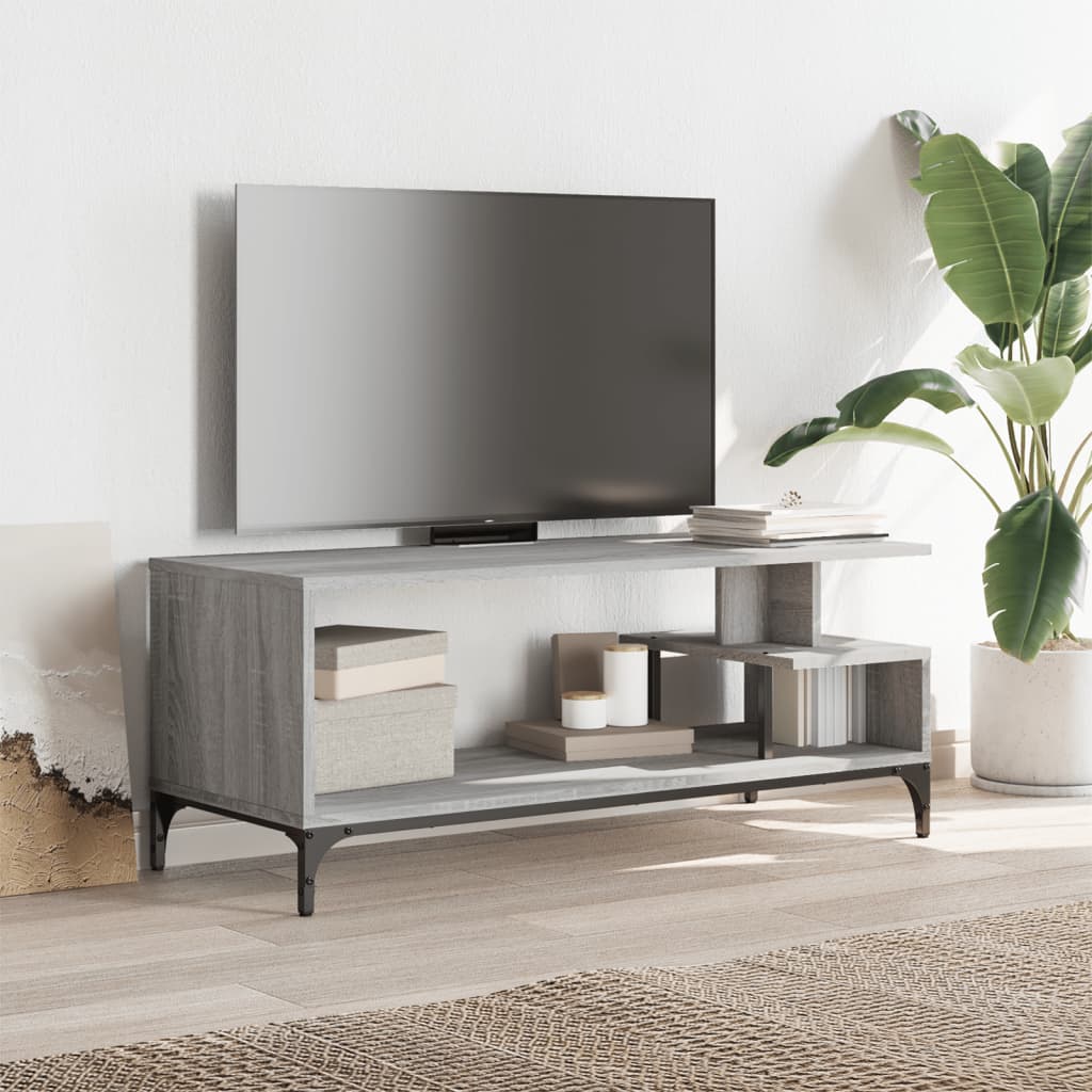 Meuble TV sonoma gris bois ingénierie et acier enduit de poudre - XIOS
