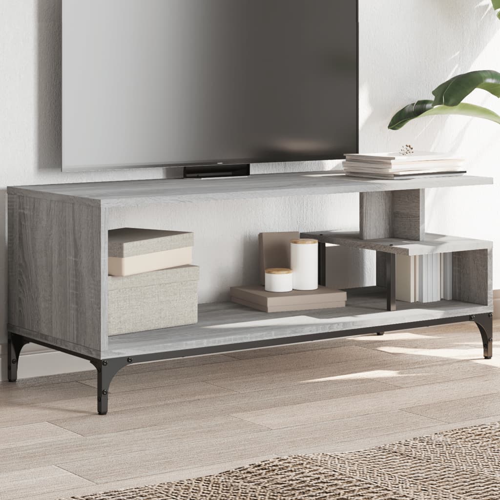 Meuble TV sonoma gris bois ingénierie et acier enduit de poudre - XIOS