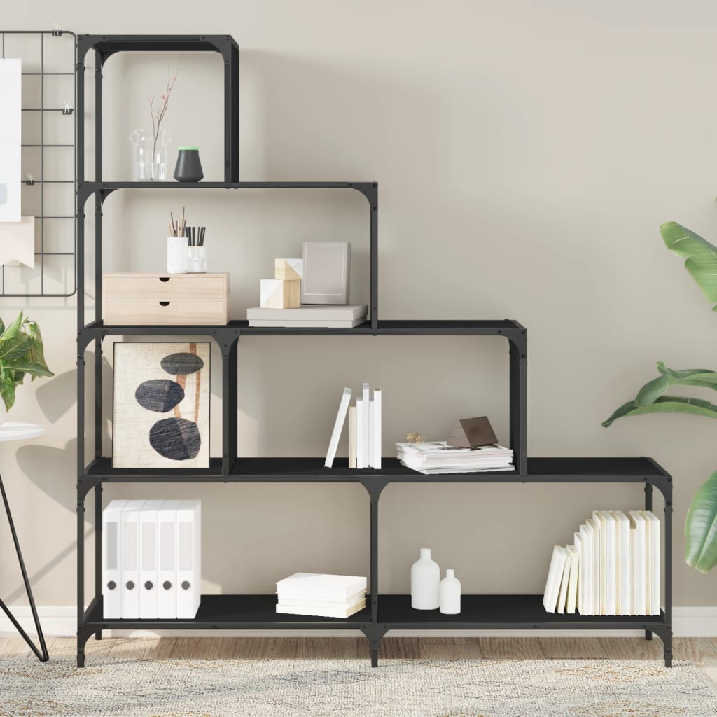 Bibliothèque à 4 niveaux noir 139x33,5x149 cm bois d'ingénierie - XIOS
