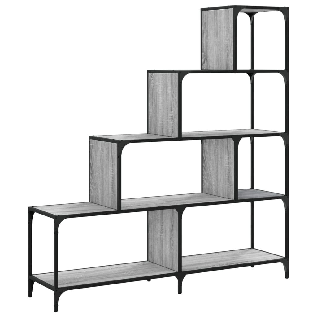 Bibliothèque à 4 niveaux sonoma gris bois d'ingénierie - XIOS